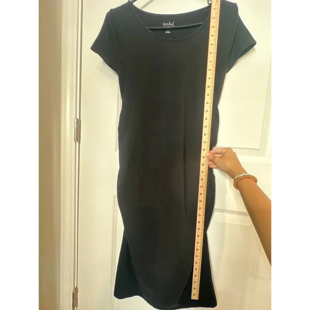 Isabel Maternity Ingrid & Isabel Black Ruched Bodycon Dress Short Sleeve Size M